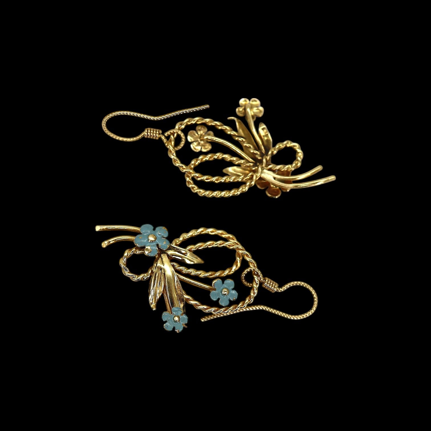 Vintage Forget Me Not Earrings in 14k Gold - Petra Star
