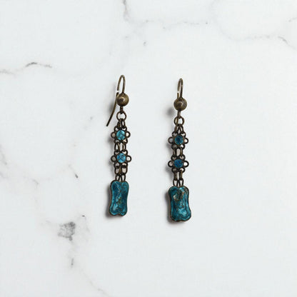 Art Nouveau Guilloche Enamel Earrings - Petra Star