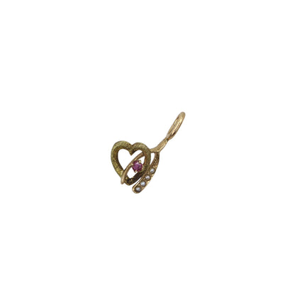 Antique Victorian Wishbone Pendant in 10k Gold with Heart / Pendant Only