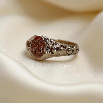 Art Nouveau Signet Ring in 10k Gold with Antique Monogram (c. 1900s) - Petra Star