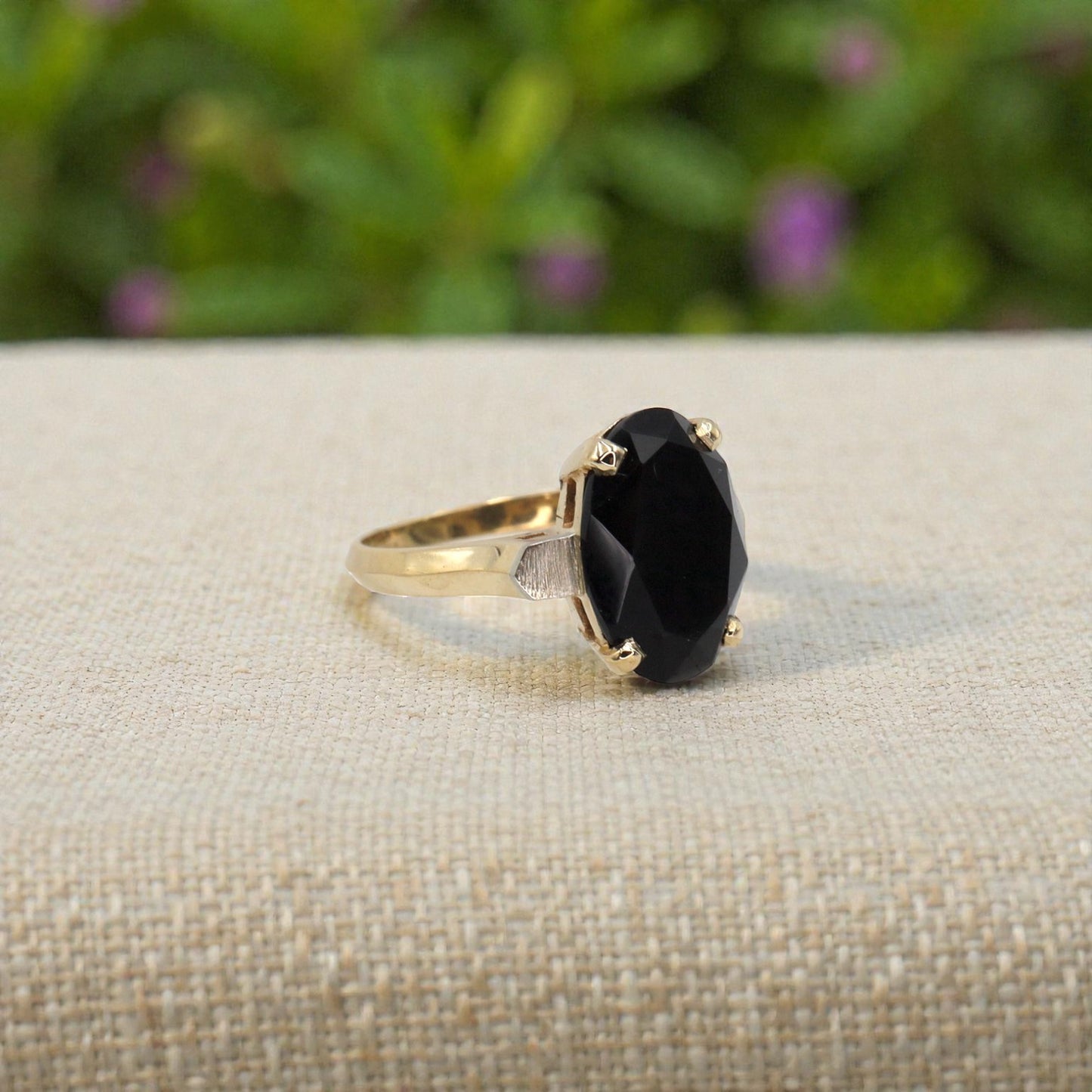 Mid-Century Onyx Solitaire Ring