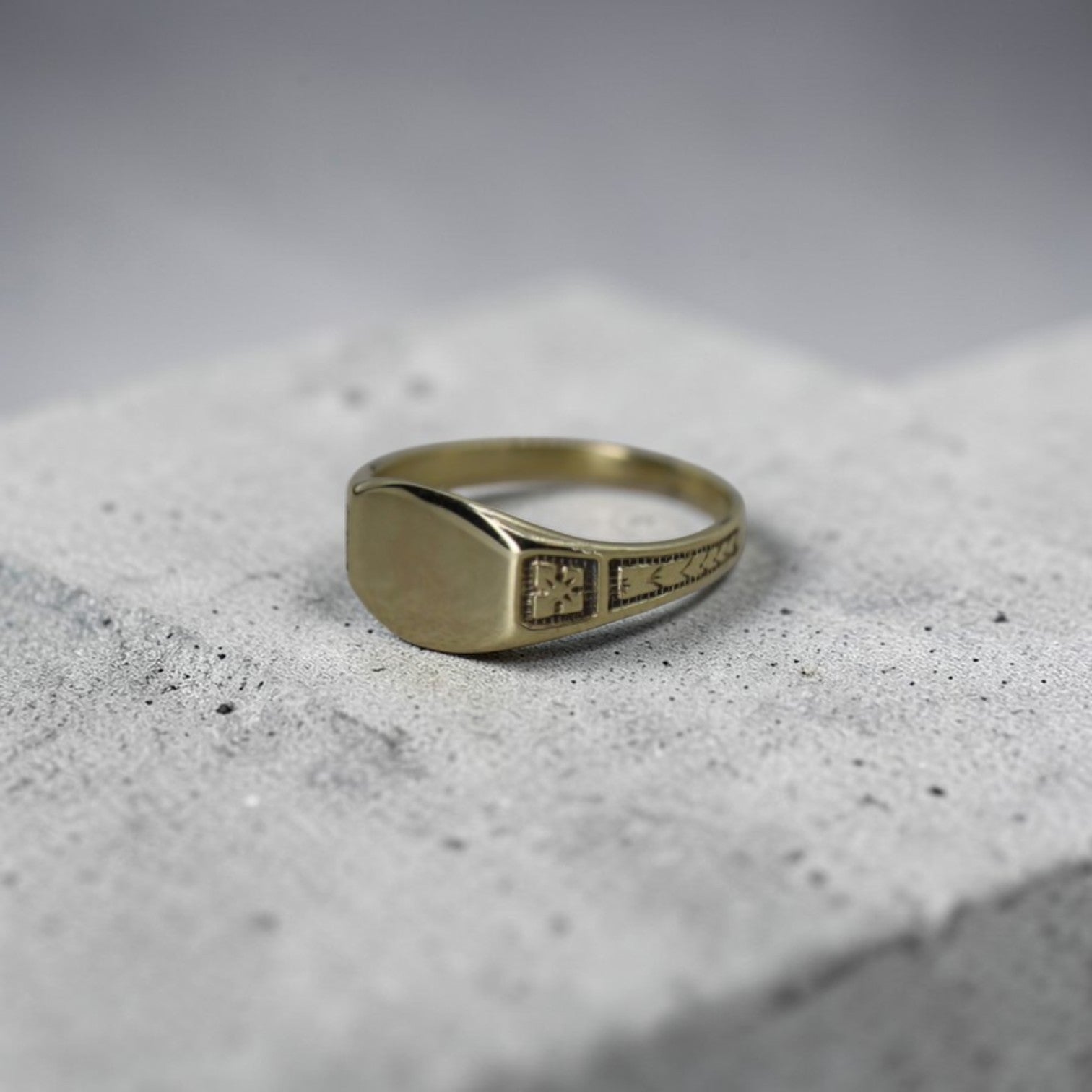 Edwardian Ostby & Barton Signet Ring – 10k Yellow Gold Pinky - Petra Star