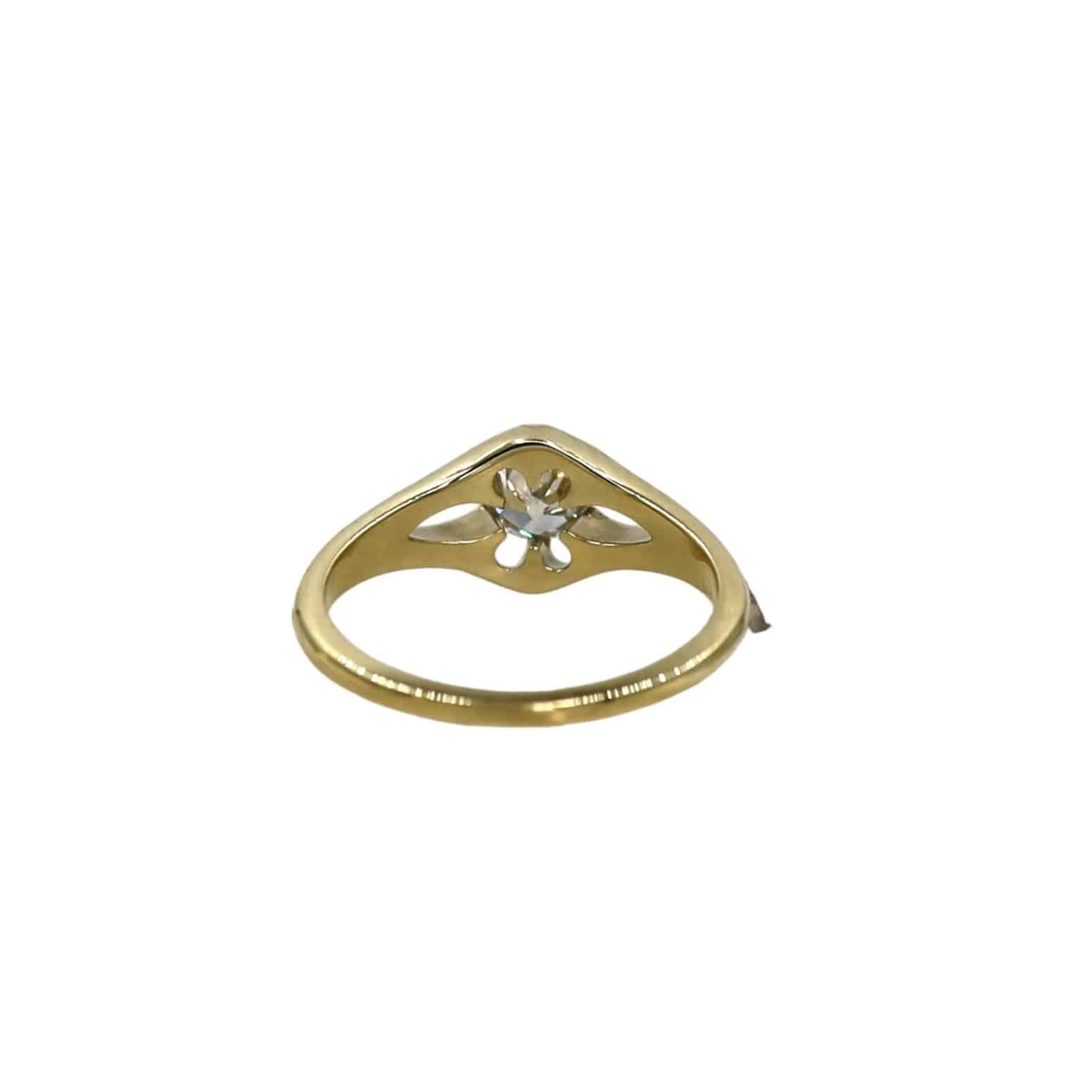 Diamond Belcher Engagement Ring with 0.55 cts Antique Cushion Cut Diamond - Petra Star