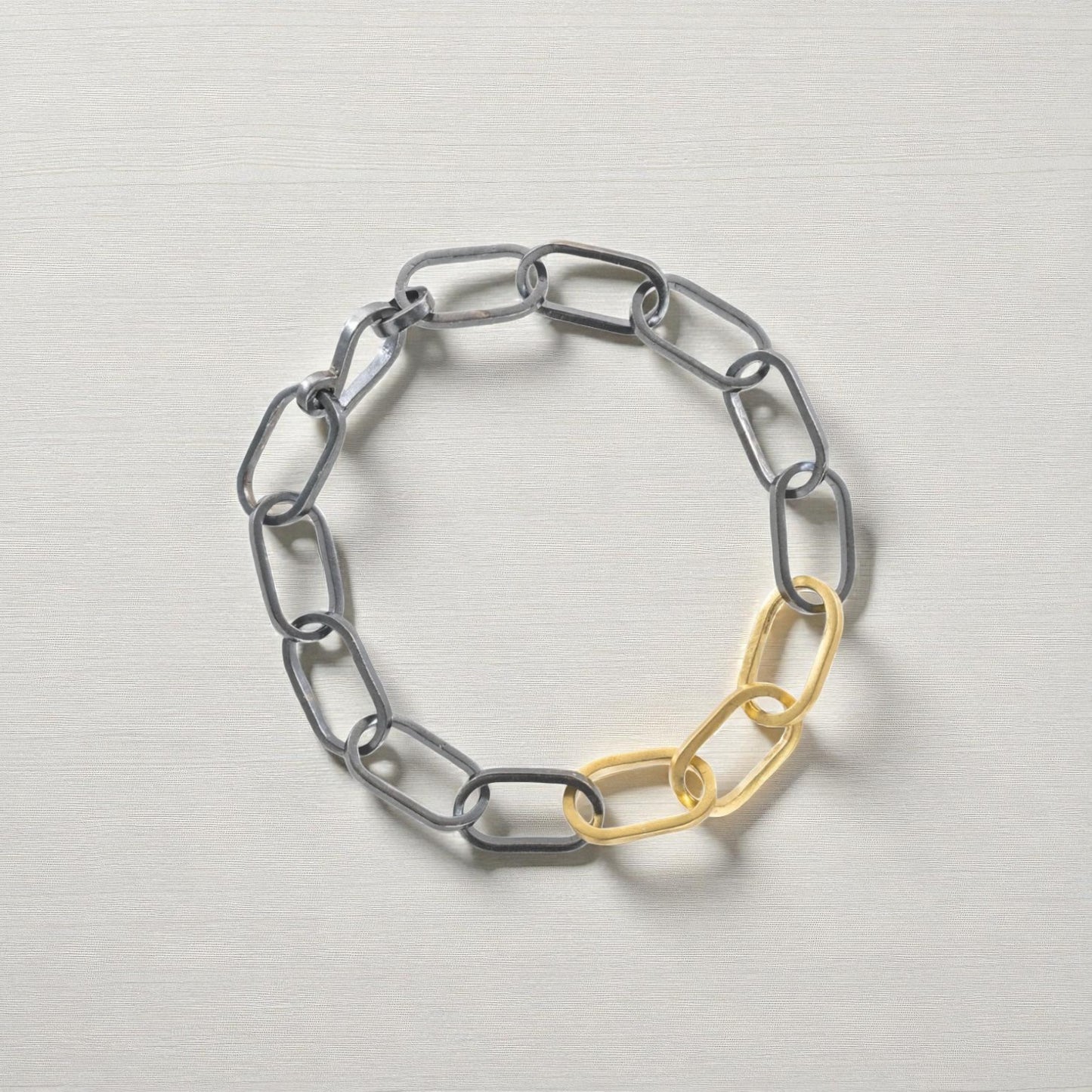 Black & Gold Chain Bracelet—22k/18k Gold & Oxidized Silver