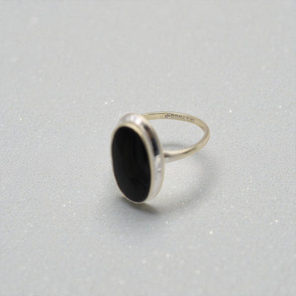 Art Nouveau Onyx Signet Ring in 10k White Gold