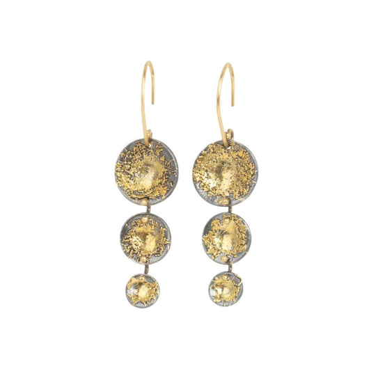 Blossom Earring Drops - 22k Gold Dust, 18k Gold + Oxidized Silver