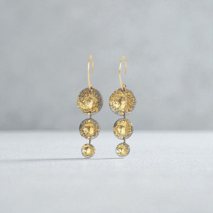 Blossom Earring Drops—22k Gold Dust, 18k Gold & Oxidized Silver
