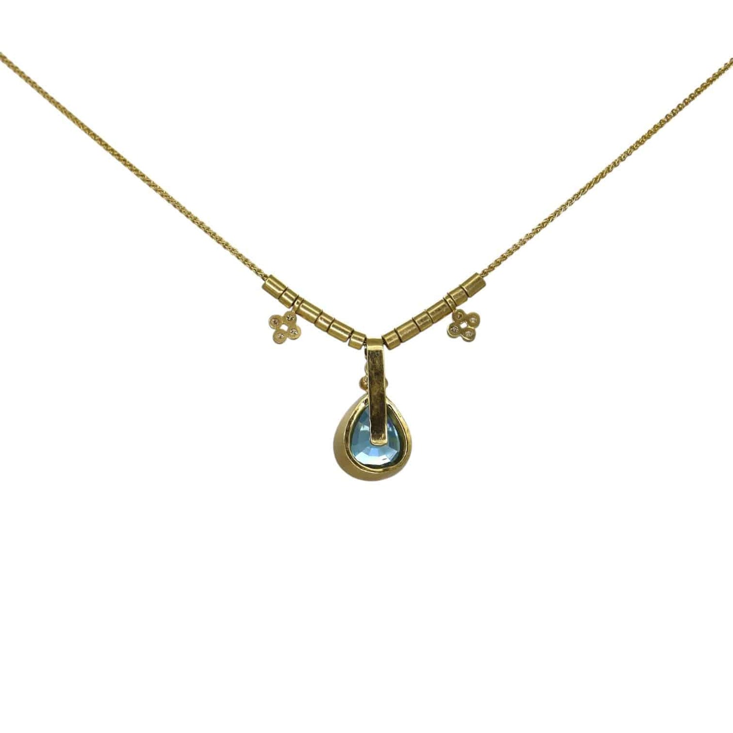 Blue Zircon and Diamond Necklace