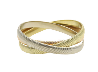 CARTIER 14K Tri-Color Gold Trinity Rolling Bangle Bracelet 7 mm Wide Each Bangle