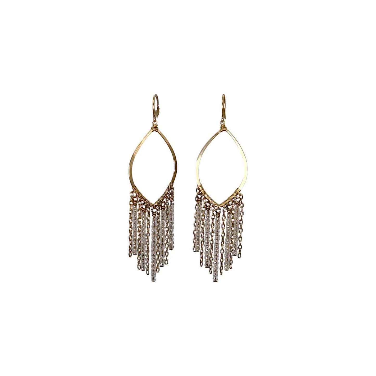 Champagne Cascade Earrings With Crystal