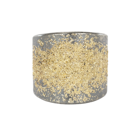 KMJ Staple Tall Cigar Band - 22k Gold, Oxidized Silver - Petra Star