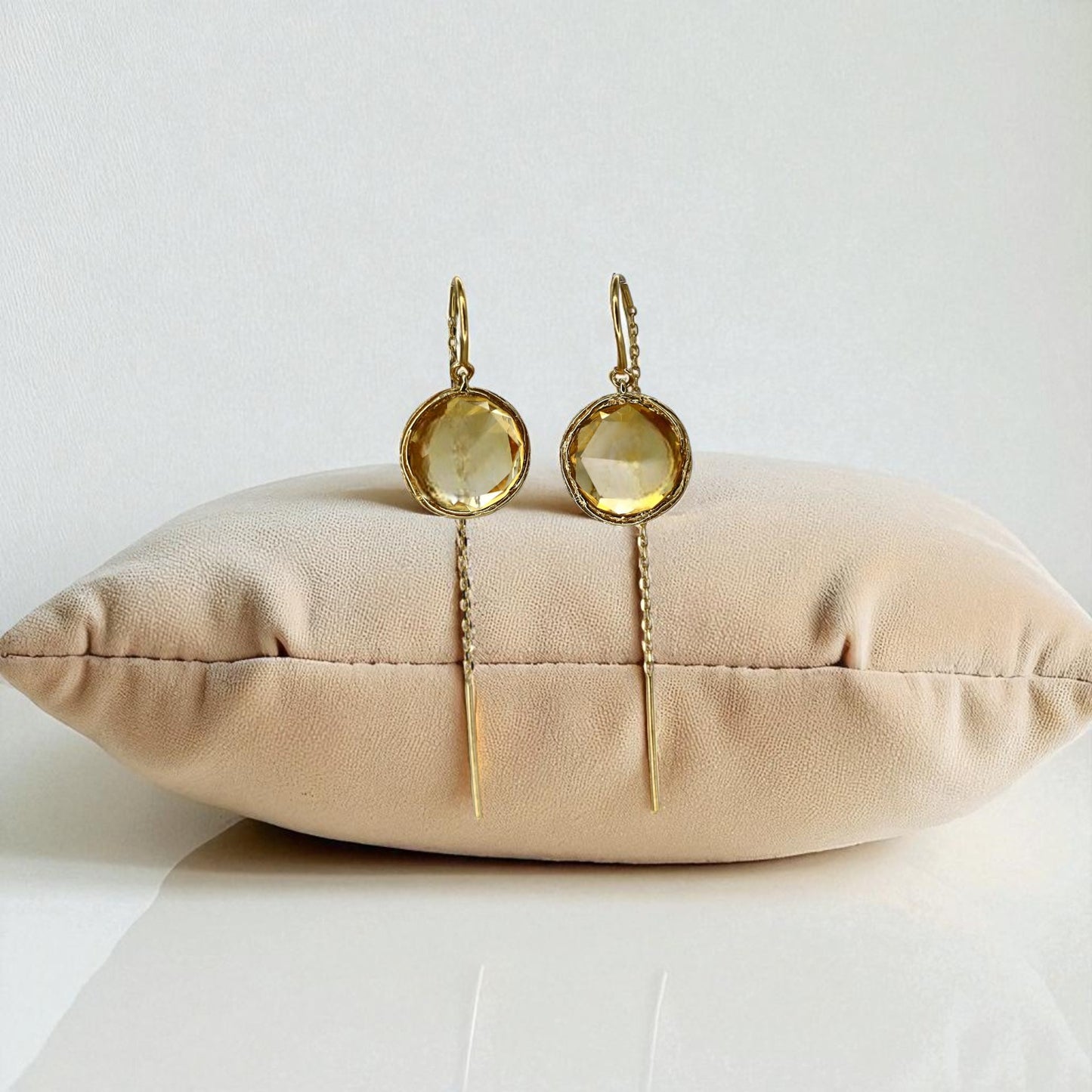 Double Sided Rose Cut Citrine Threaders - Petra Star