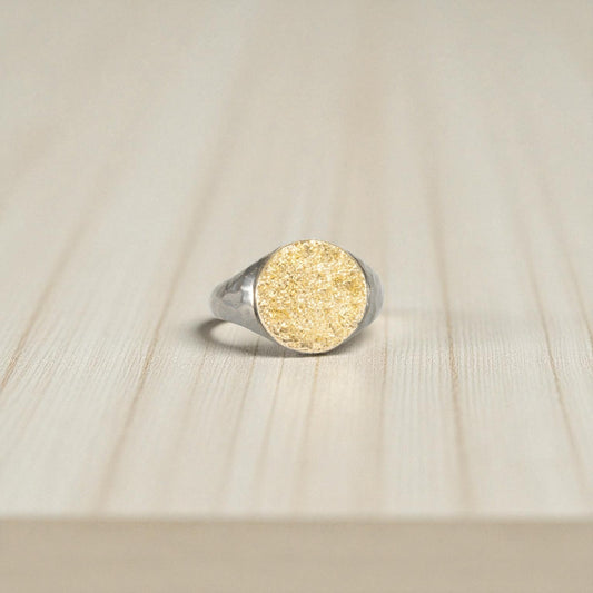 Classic Dusted Signet—22k Gold & Oxidized Silver