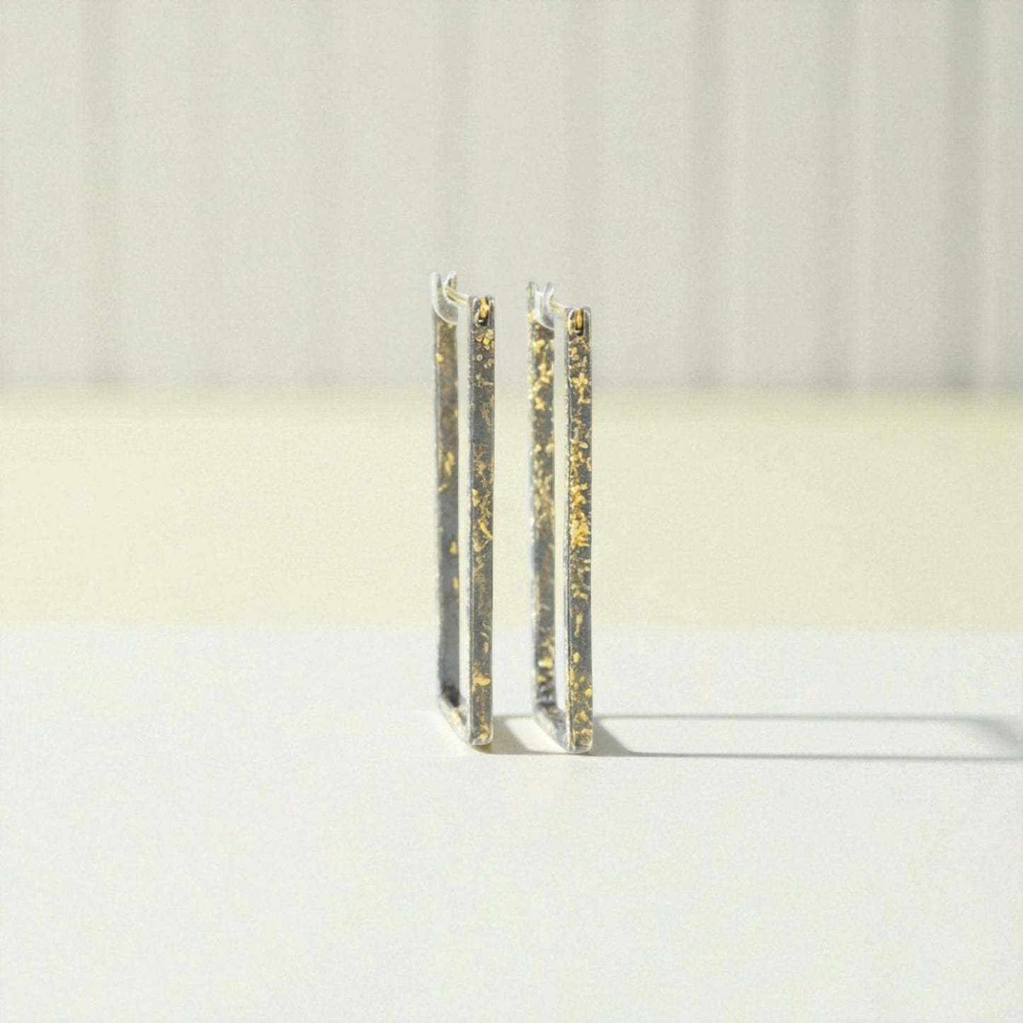 22k/18k Gold & Oxidized Silver Contemporary Hoops