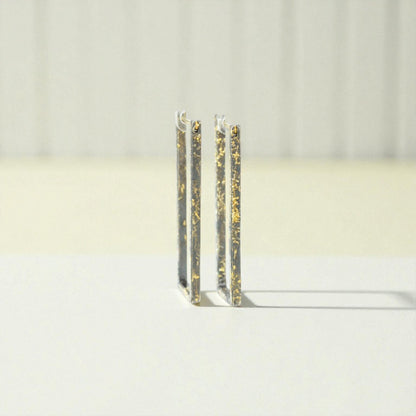 22k/18k Gold & Oxidized Silver Contemporary Hoops