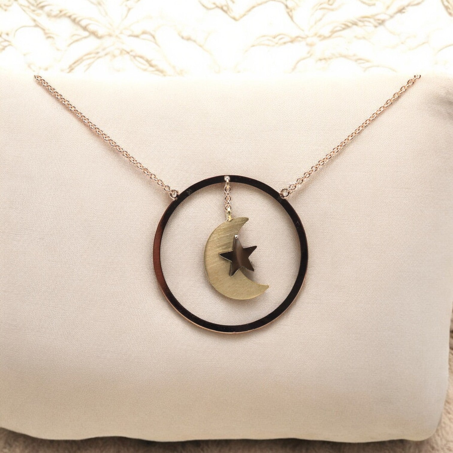 Crescent Moon and Star Necklace - Petra Star