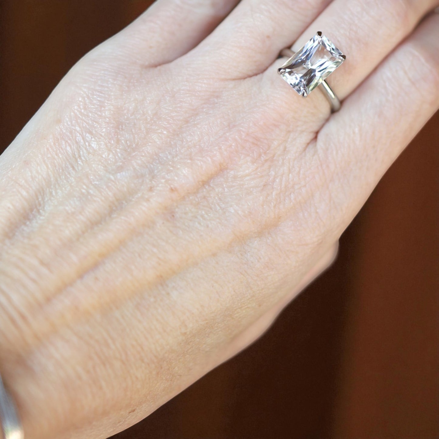 Danburite Solitaire in 14k White Gold