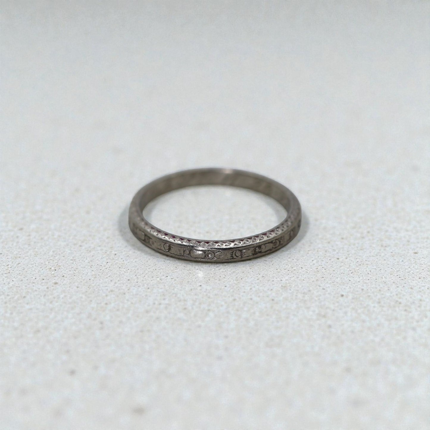 Art Deco Band in Platinum Dated 11.28.23 Size 6 - Petra Star