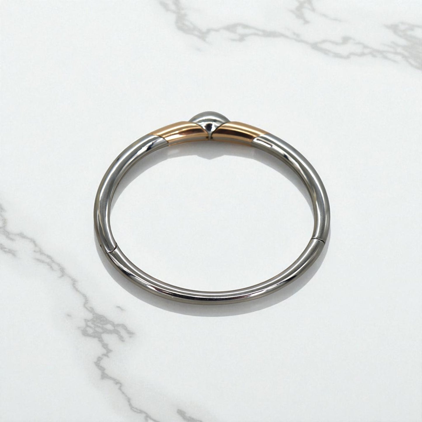 Pascal LaCroix Designer Men’s Bangle – 14k White & Rose Gold, Seamless Clasp, 60g - Petra Star