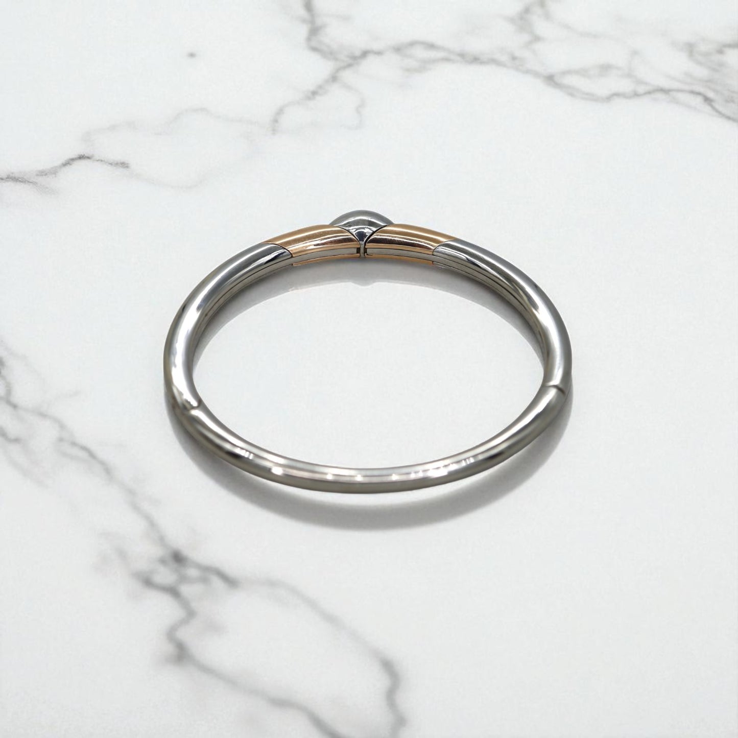 Pascal LaCroix Designer Men’s Bangle – 14k White & Rose Gold, Seamless Clasp, 60g - Petra Star