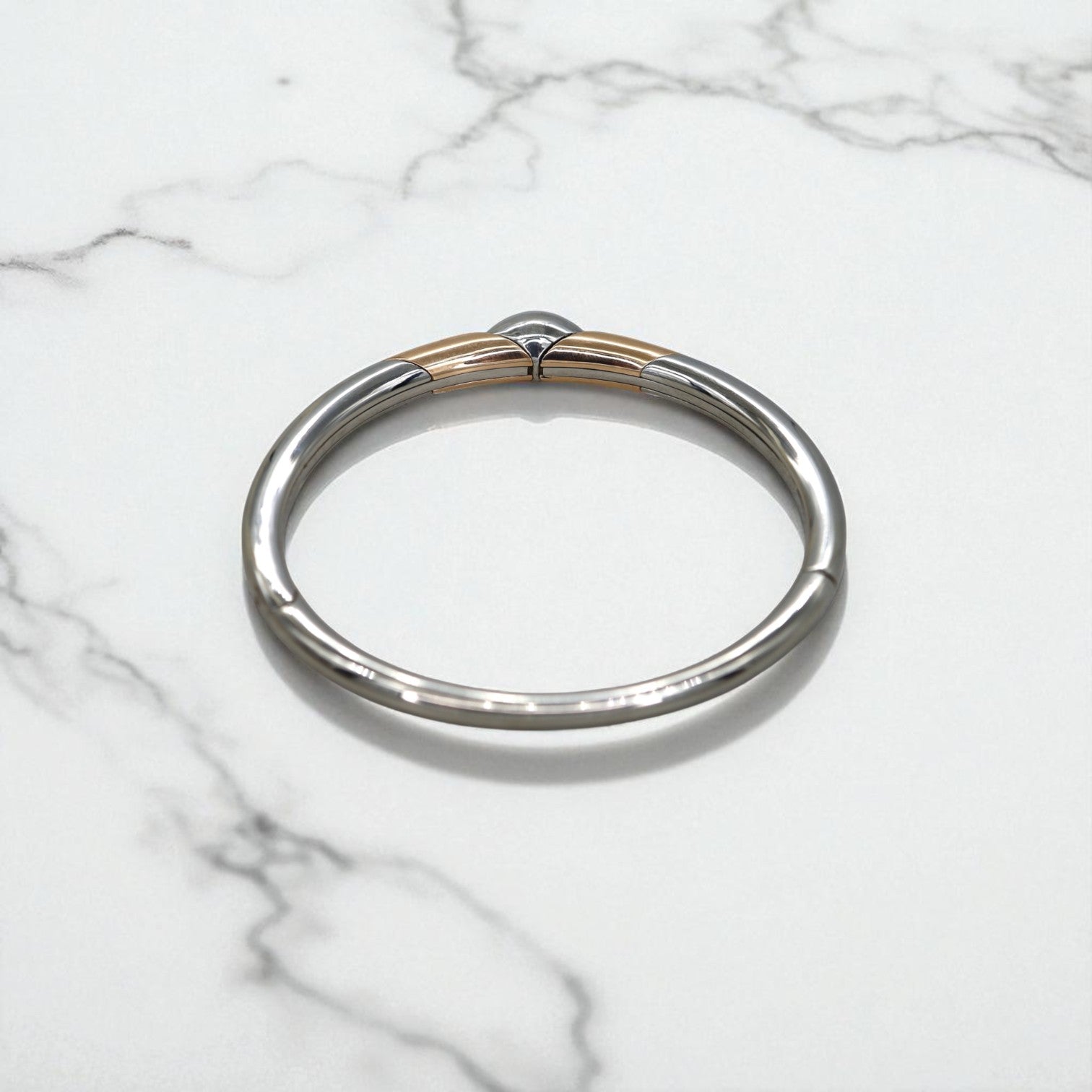 Pascal LaCroix Designer Men’s Bangle – 14k White & Rose Gold, Seamless Clasp, 60g - Petra Star