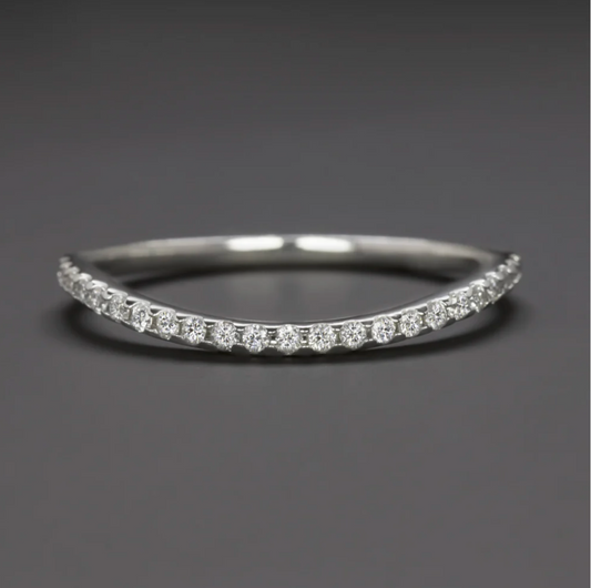 Art Deco Inspired Contoured Band - Petra Star