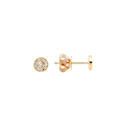 Diamond Disc Stud Earrings in 14k Gold