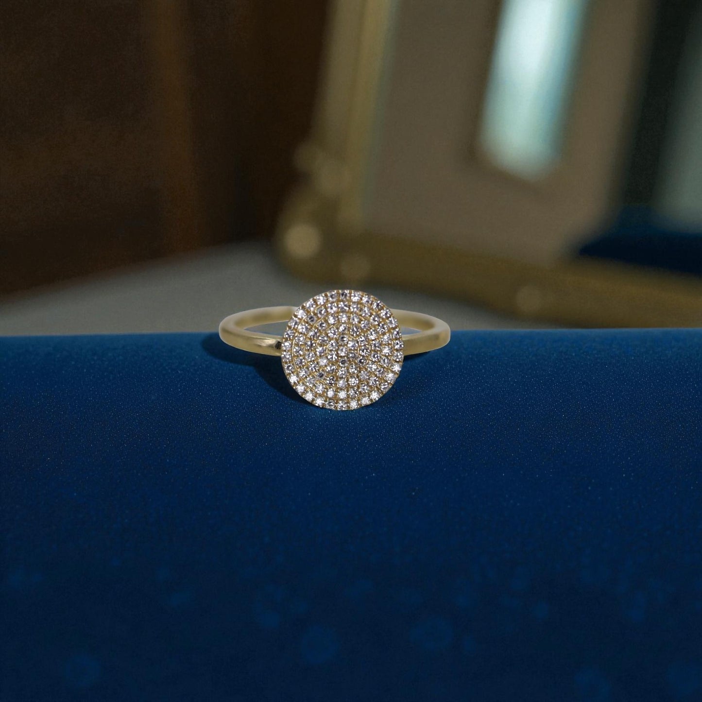 Diamond Pave Disc Ring in 14k Yellow Gold