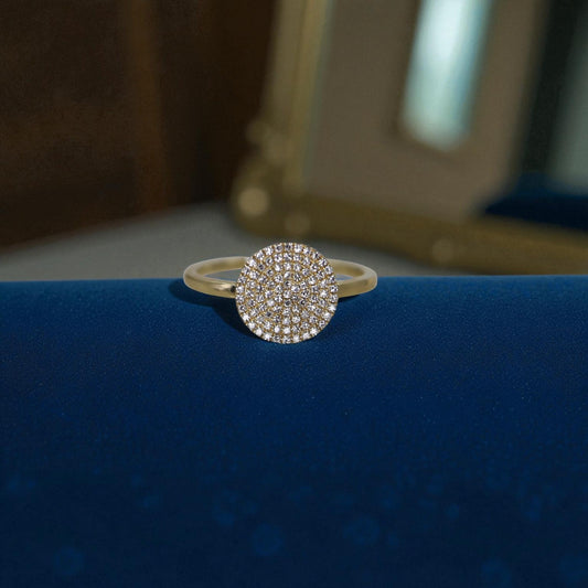Diamond Pave Disc Ring in 14k Yellow Gold
