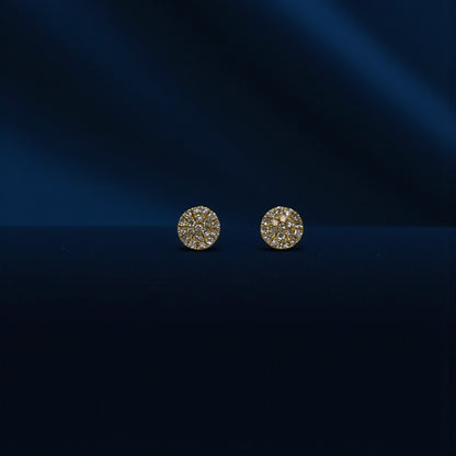 Diamond Disc Stud Earrings in 14k Gold