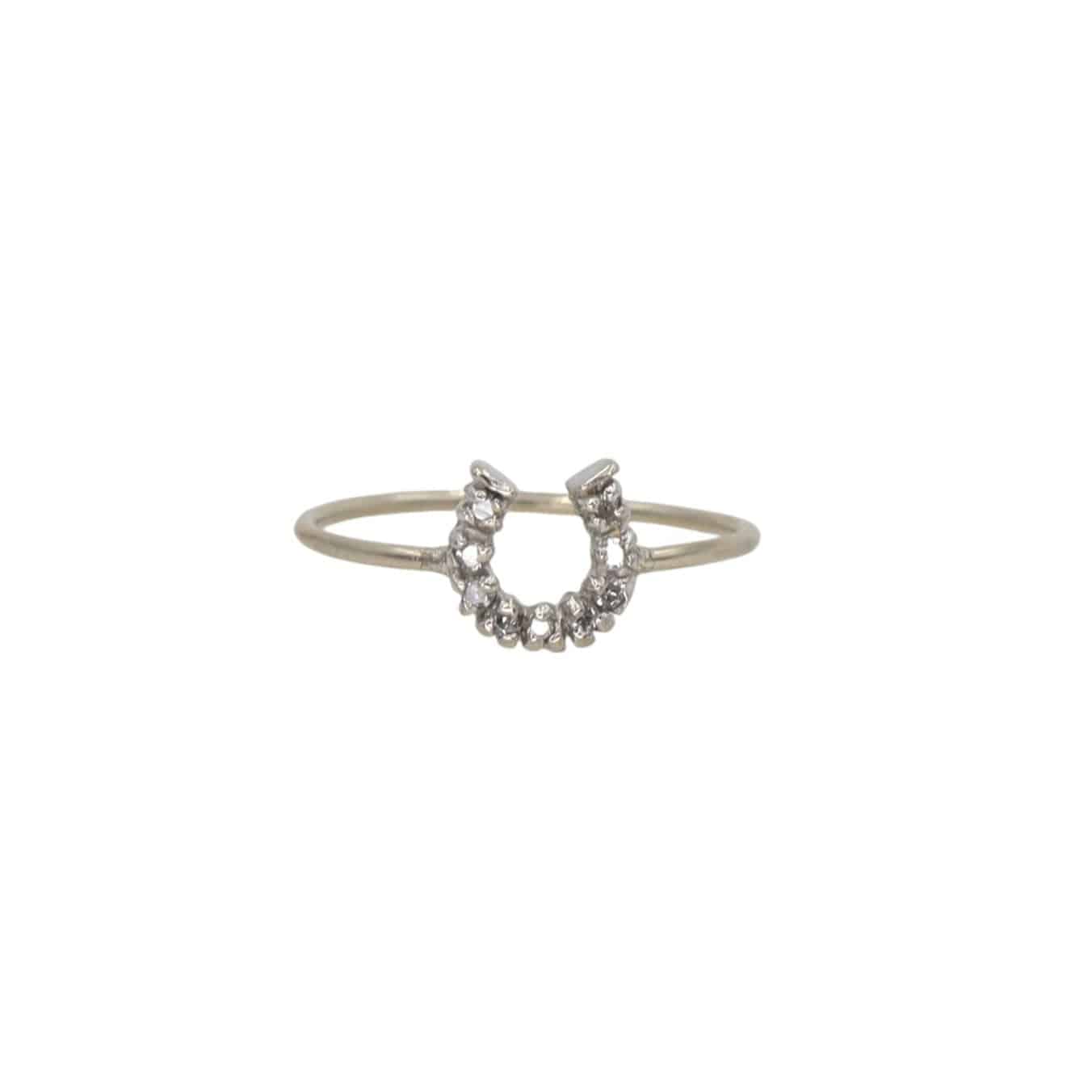 Vintage Diamond Horseshoe Ring in 14k White Gold - Petra Star