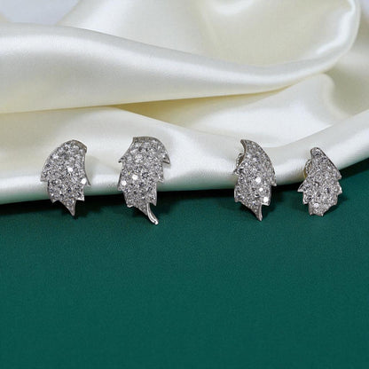 Transformed Mid-Century Platinum & Diamond Leaf Jewelry – Earrings and Ring from Original 1950s Brooch - Petra Star