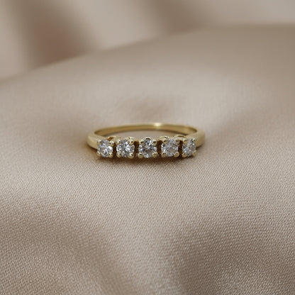 Vintage 1990s 14k Yellow Gold Half Diamond Band – Classic Stacker or Solo Statement - Petra Star