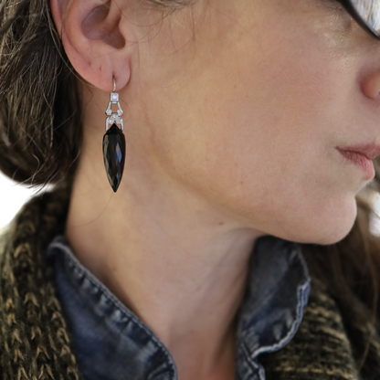 Art Deco Diamond and Onyx Earrings