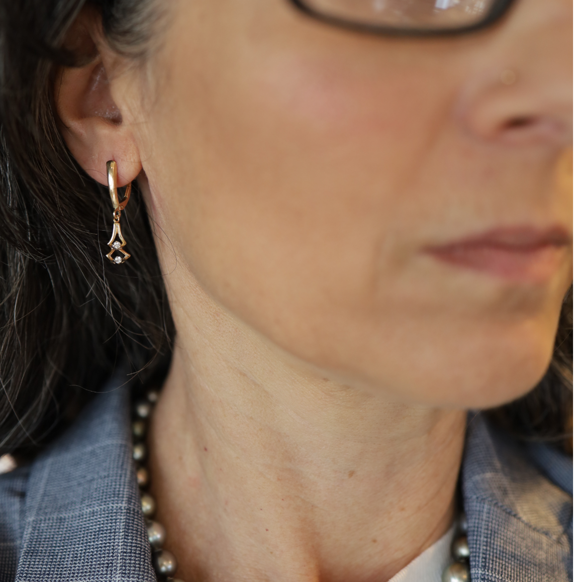 Upcycled Diamond Drop Earrings – 1990s Vintage Bracelet Conversion, 14k Yellow Gold - Petra Star