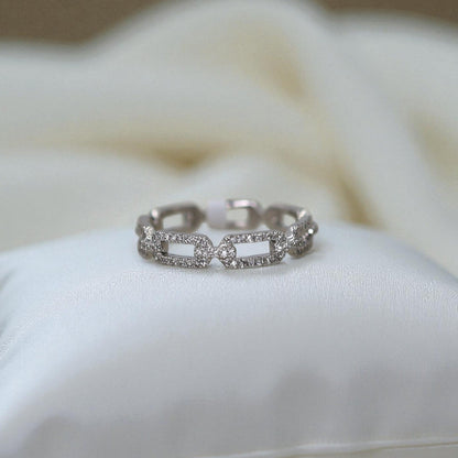 Diamond Link Band – 14k White Gold