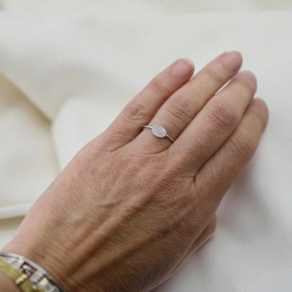 14k White Gold & Diamond-Oval Micro-Cluster Ring