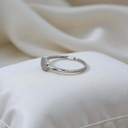 14k White Gold & Diamond-Oval Micro-Cluster Ring