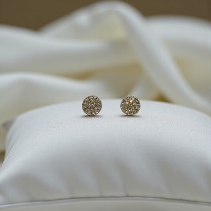 Diamond Disc Stud Earrings in 14k Gold