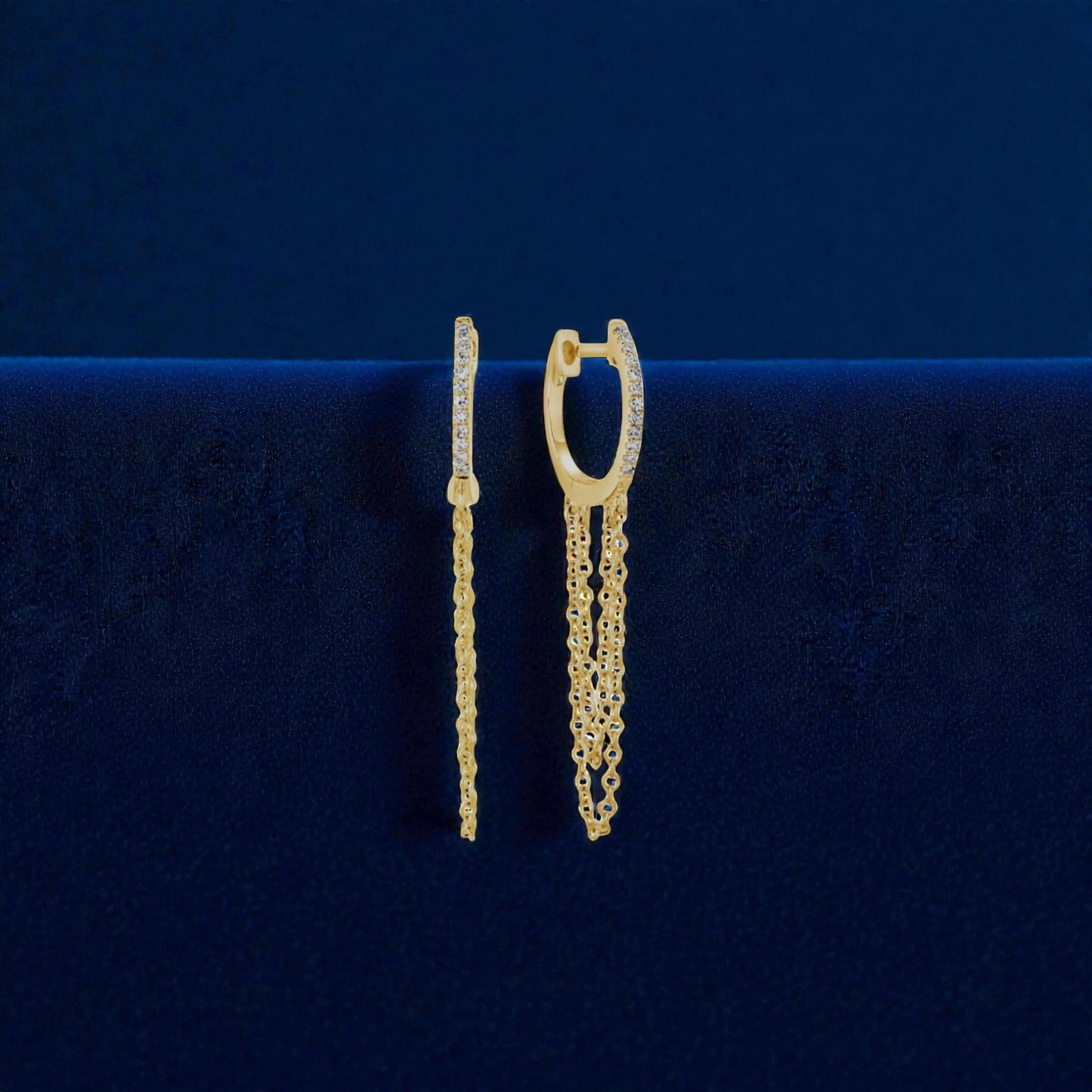 Diamond & Chain Huggie Earring