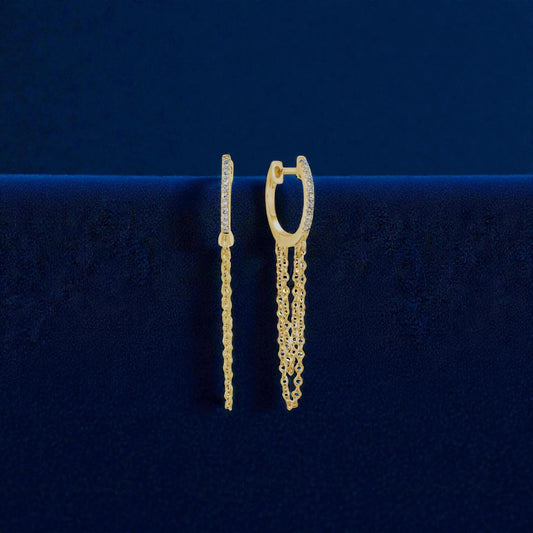 Diamond & Chain Huggie Earring