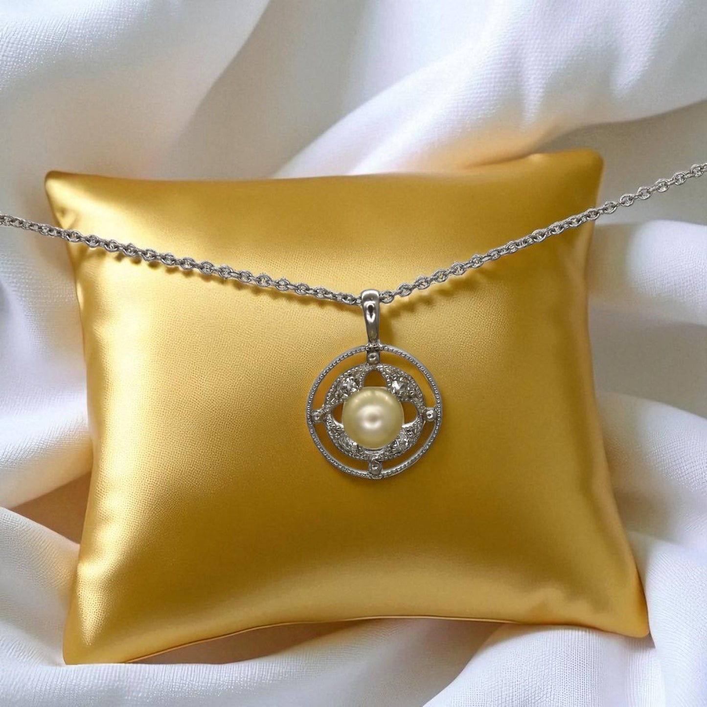 Edwardian Diamond and Pearl Pendant - Petra Star