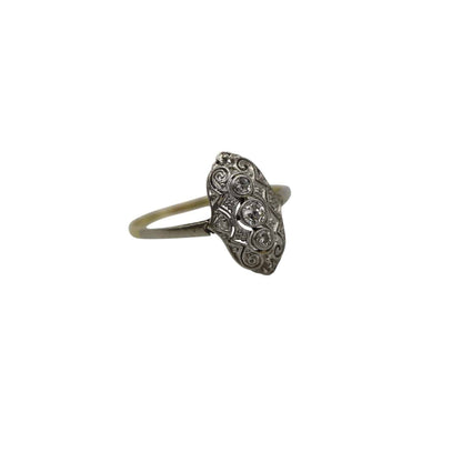 Edwardian Diamond Ring with 0.18 cts Total in Platinum and 14k Gold