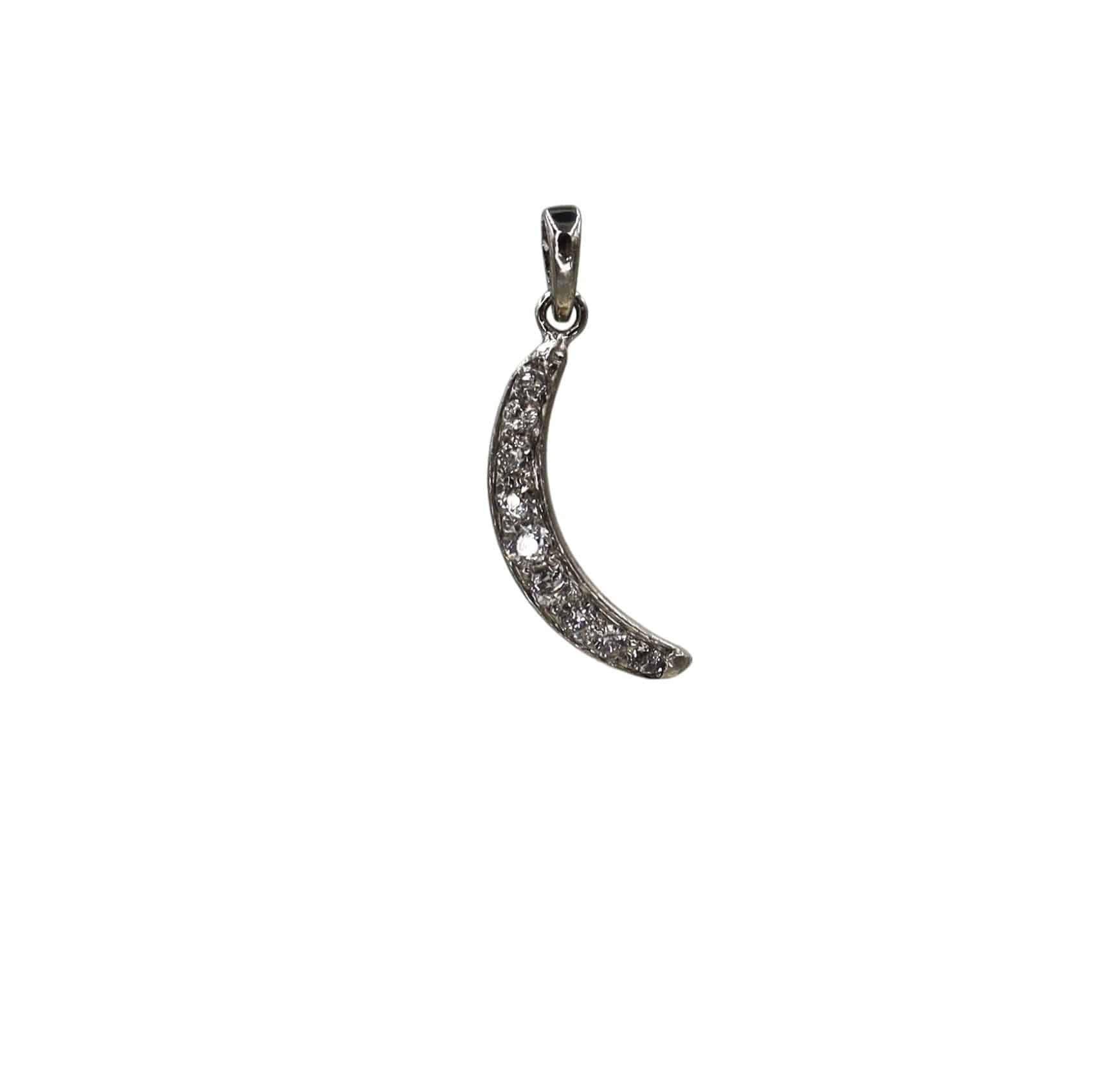 Cresent Moon Face store Pendant, Pave Diamond Silver Sterling 925 Standard, Size: 44x30mm, Pave Settings Diamond Nacklace, Jewelry