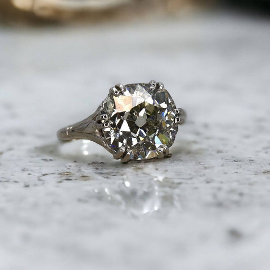 7.57 ct Old Mine Cut Diamond Ring set in the Original Platinum 1915 Ring - Petra Star