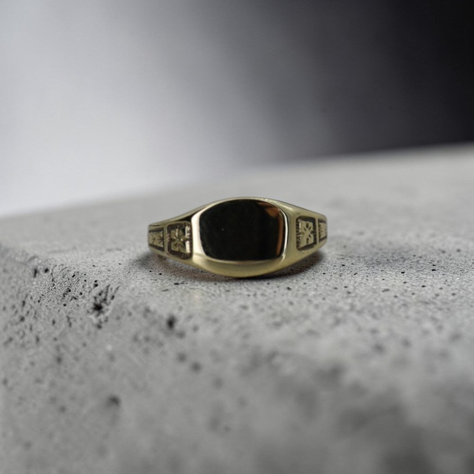 Edwardian Ostby & Barton Signet Ring – 10k Yellow Gold Pinky