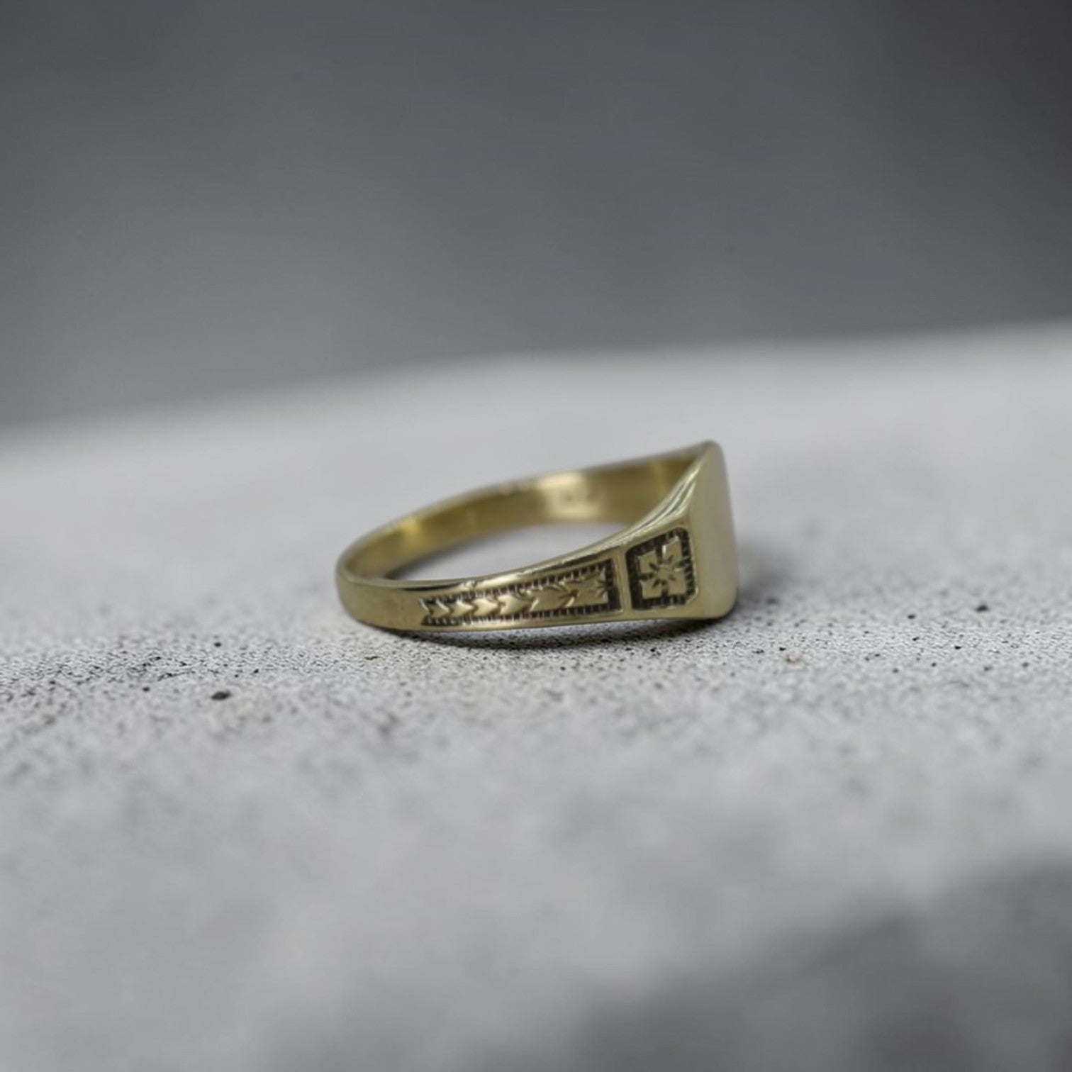 Edwardian Ostby & Barton Signet Ring – 10k Yellow Gold Pinky