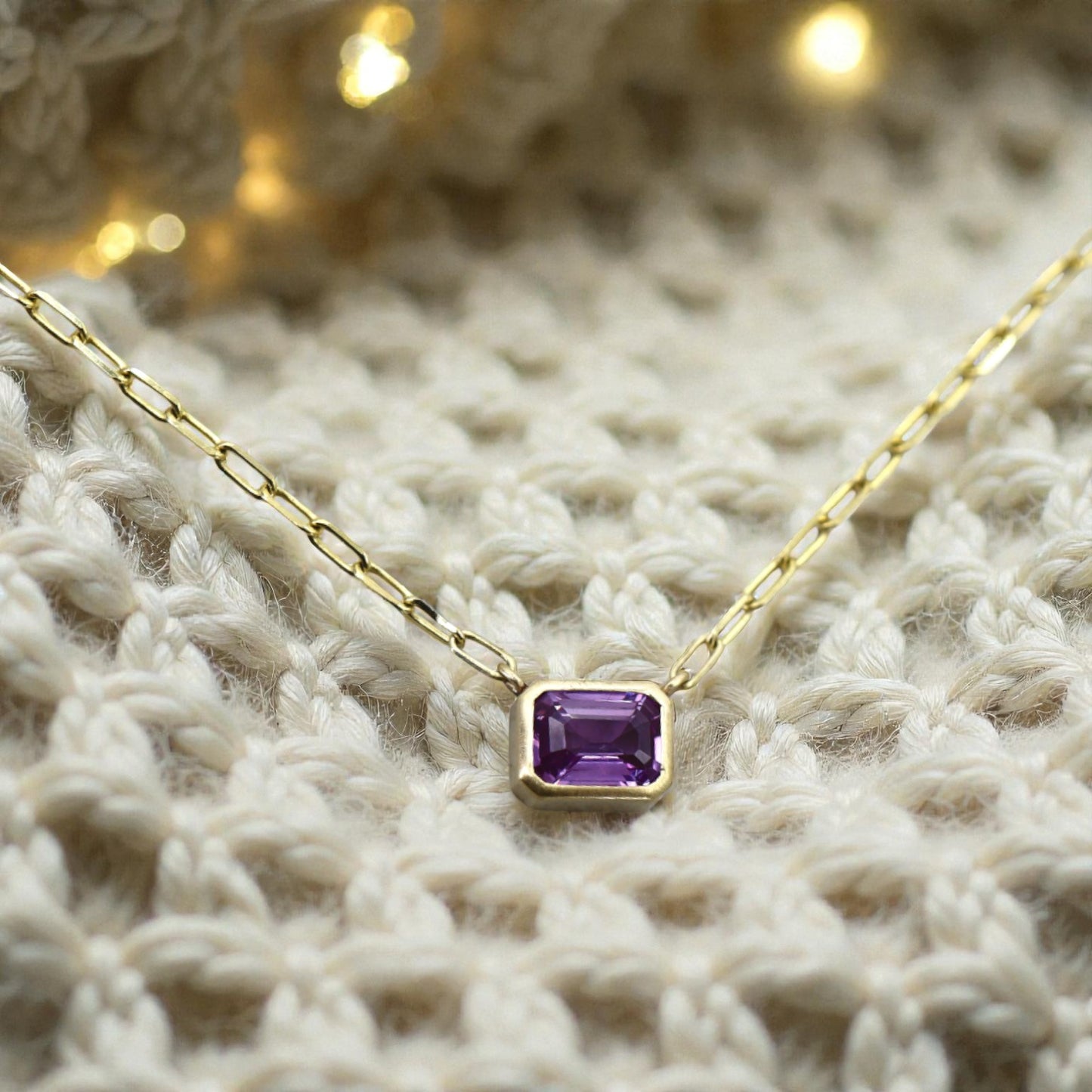 Pink Sapphire Necklace in 14k Yellow Gold - Petra Star