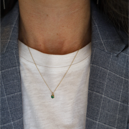 14k Gold Emerald Pendant Necklace, Circa 1990s - Petra Star