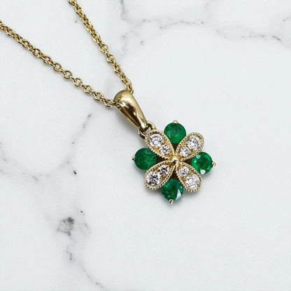Vintage Emerald + Diamond Necklace - Petra Star